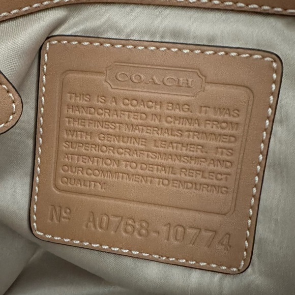 COACH 2007 TAN LEATHER JACQUARD CANVAS SHOULDER BAG WITH ORIGINAL HANGTAG - Picture 15 of 15
